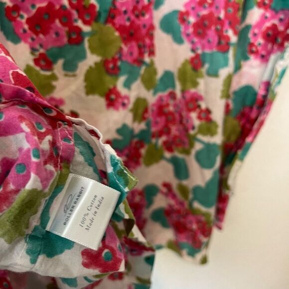 Roller Rabbit Floral Long Sleeve Button Down Pajama Shirt Women's Size Small - Picture 5 of 5